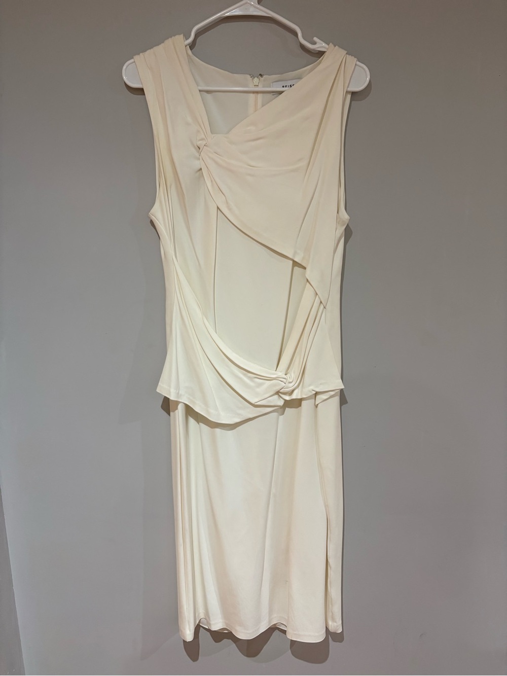 Reiss Cream Draped Sleeveless Dress